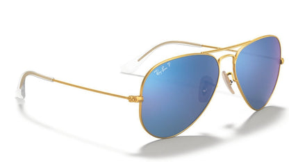 Ray-Ban Aviator 3025 Polarised Matte Gold Blue Mirror (3025 112/4L)