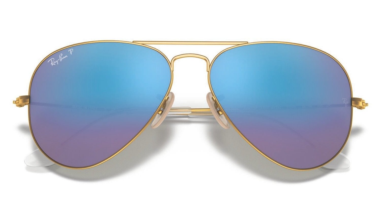 Ray-Ban Aviator Sunglasses Matte Gold Blue Mirror – Great