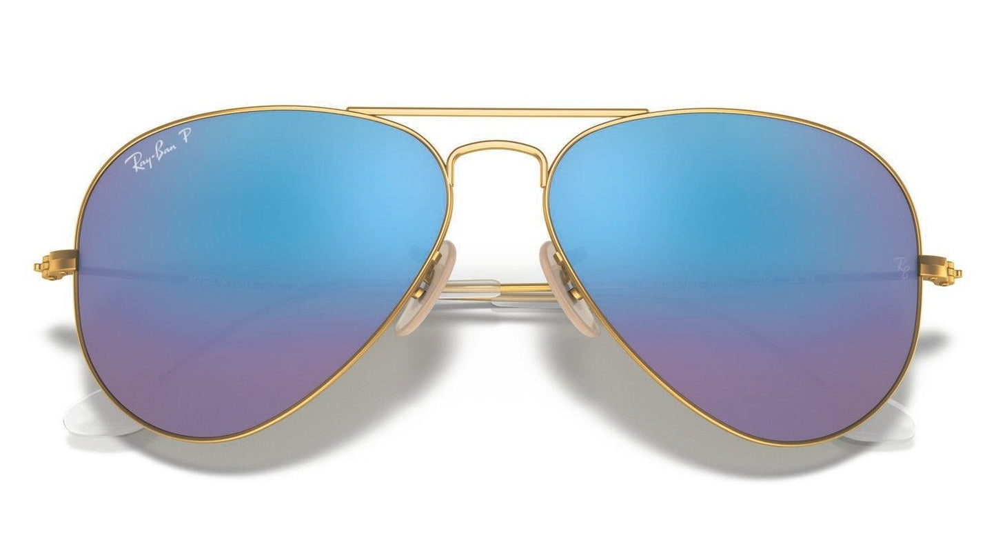 Ray-Ban Aviator 3025 Polarised Matte Gold Blue Mirror (3025 112/4L)