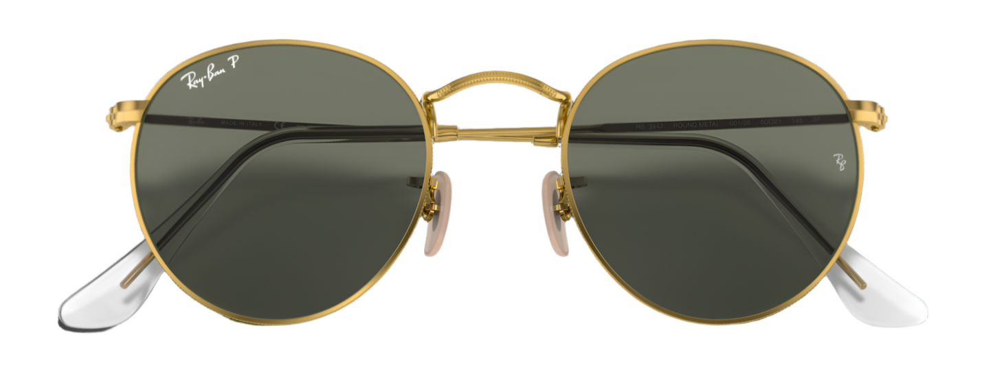 Ray-Ban Round 3447 Arista Gold G15 Green Polarised (3447 001/58)