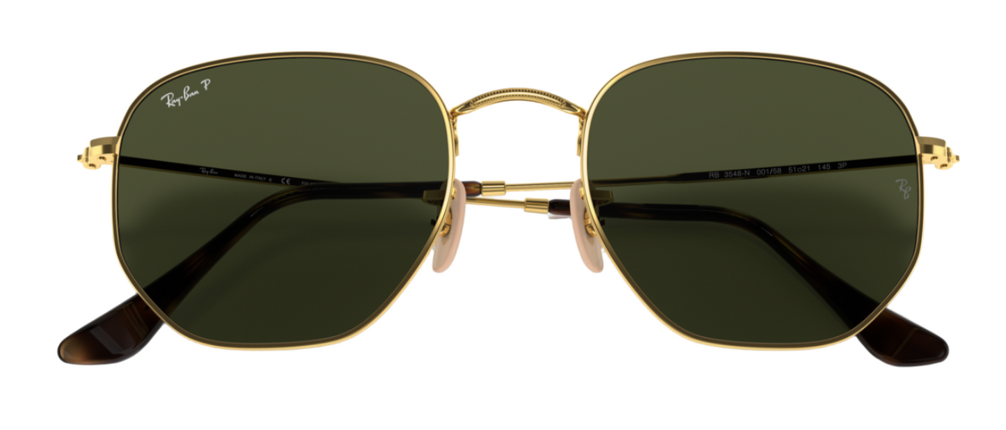 Ray-Ban Hexagonal 3548N Arista Gold G15 Green Polarised (3548 001/58)