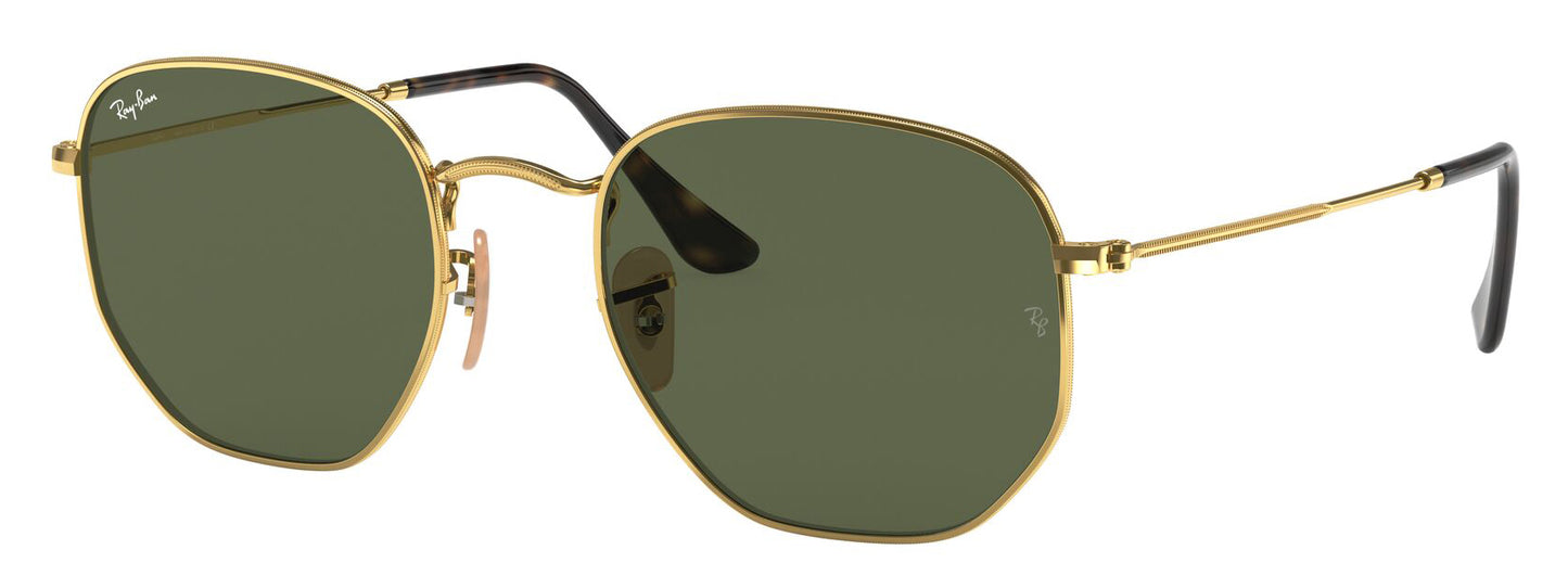 Ray-Ban 3548N Hexagonal Arista Gold G-15 Green RB3548N 001 (54)