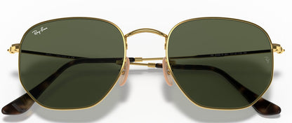 Ray-Ban 3548N Hexagonal Arista Gold G-15 Green RB3548N 001 (54)