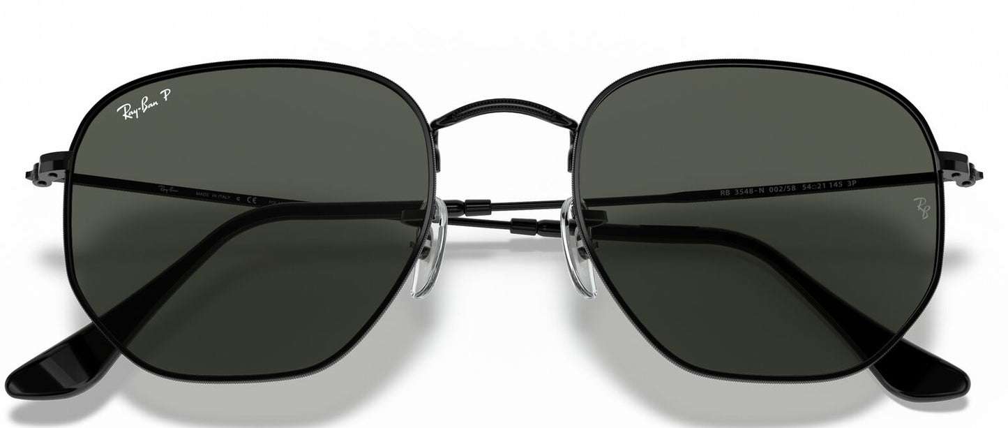 Ray-Ban 3548N Hexagonal Polarised Black G-15 Green RB3548N 002/58 (54)
