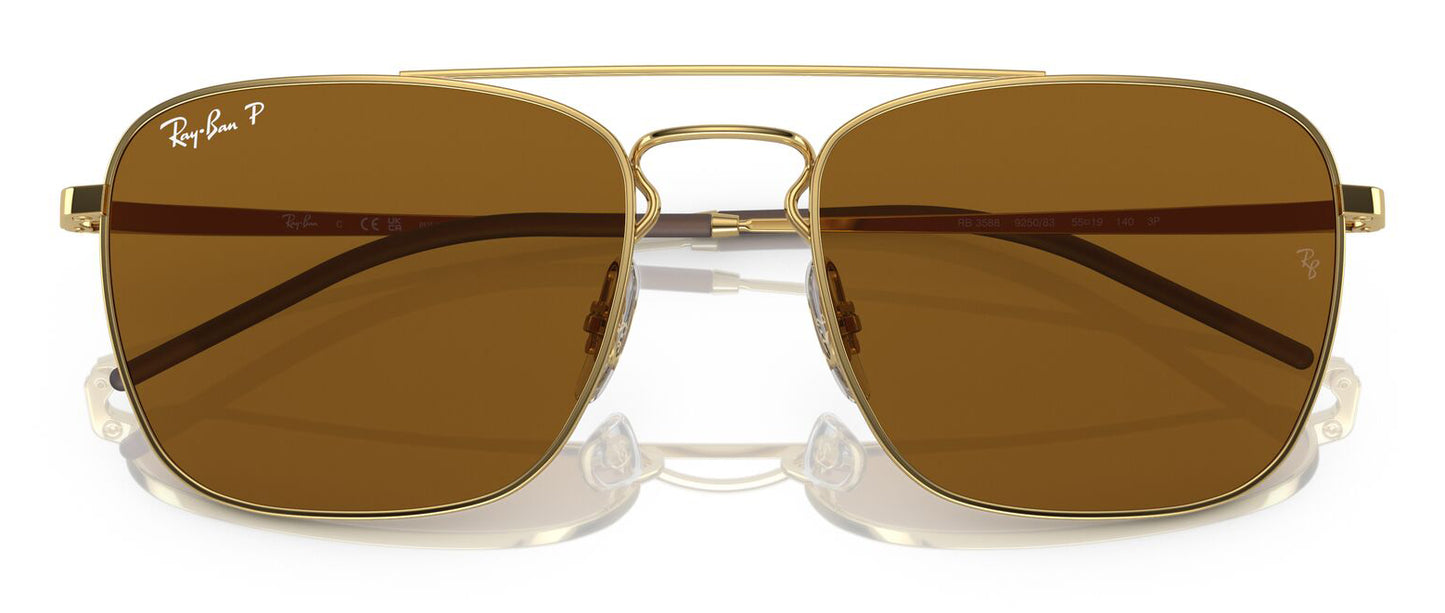 Ray-Ban 3588 Polarised Arista Gold Dark Brown RB3588 925083 (55)