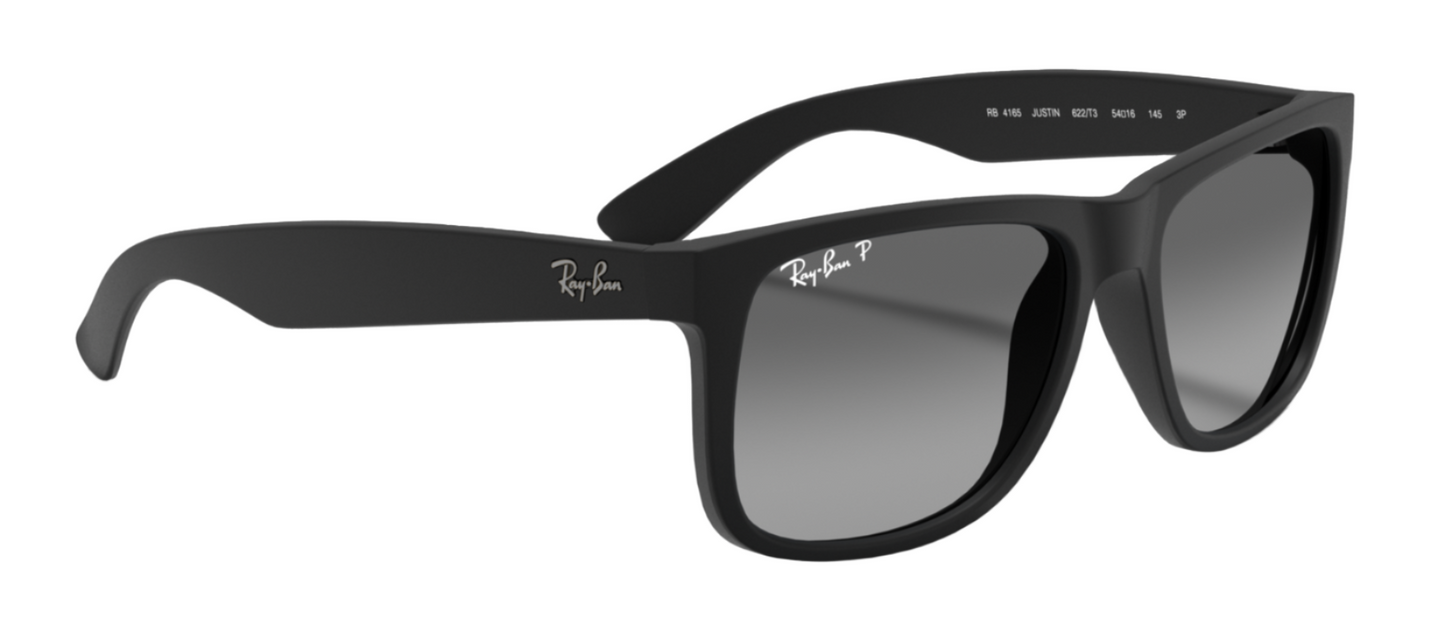 Ray-Ban Justin 4165 Rubber Black Light Grey Gradient Polarised (4165 622/T3)