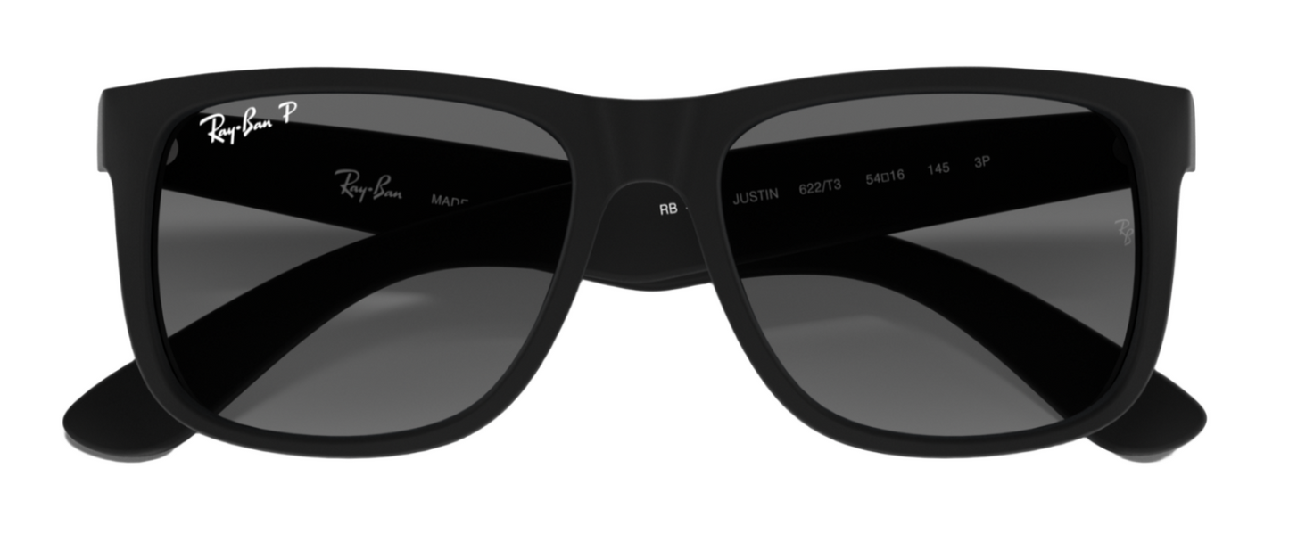 Ray-Ban Justin 4165 Rubber Black Light Grey Gradient Polarised (4165 622/T3)