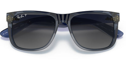 Ray-Ban 4165 Justin Polarised Transparent Blue Grey RB4165 6596T3 (55)