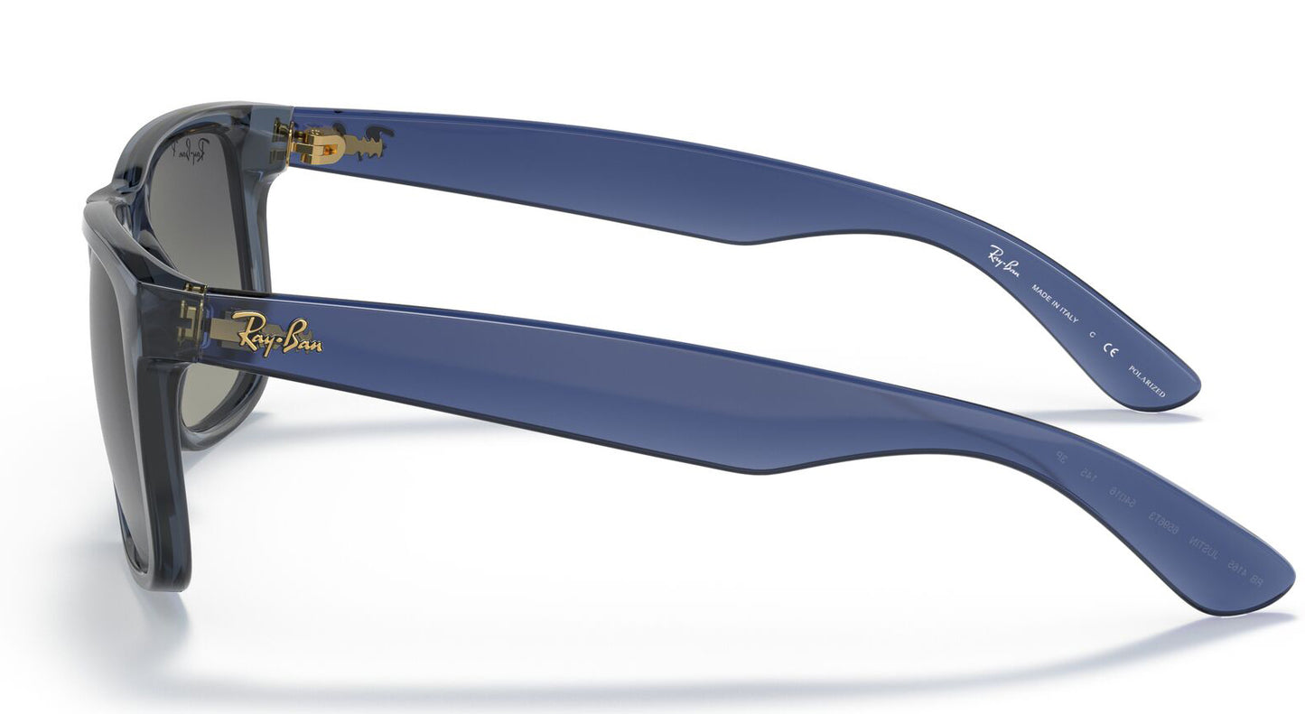 Ray-Ban 4165 Justin Polarised Transparent Blue Grey RB4165 6596T3 (55)