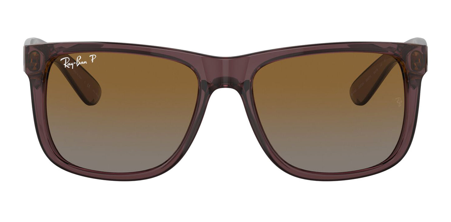 Ray-Ban 4165 Justin Polarised Transparent Dark Brown Brown Gradient RB4165 6597T5 (55)