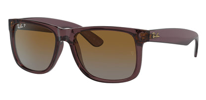 Ray-Ban 4165 Justin Polarised Transparent Dark Brown Brown Gradient RB4165 6597T5 (55)