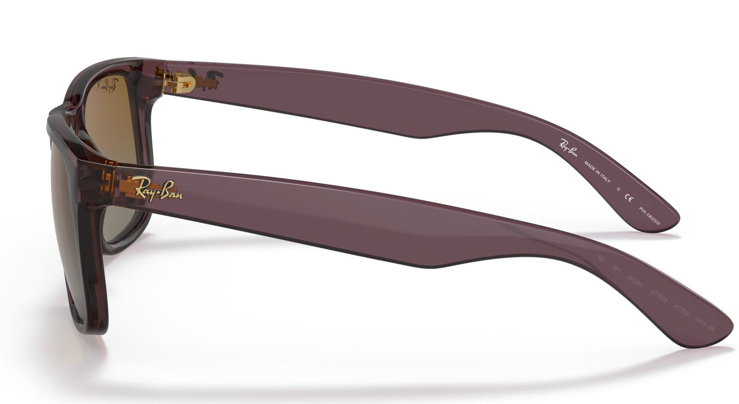 Ray-Ban 4165 Justin Polarised Transparent Dark Brown Brown Gradient RB4165 6597T5 (55)