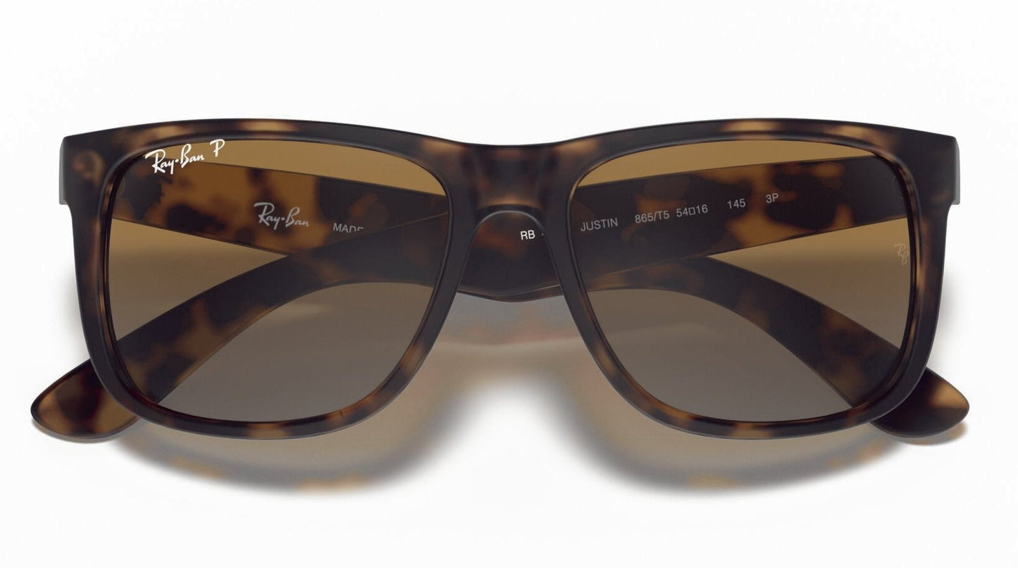 Ray-Ban Justin 4165 Polarised Havana Rubber Brown Gradient (4165 865/T5)