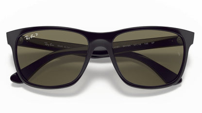 Ray-Ban 4181 Polarised Sunglasses Shiny Black Grey