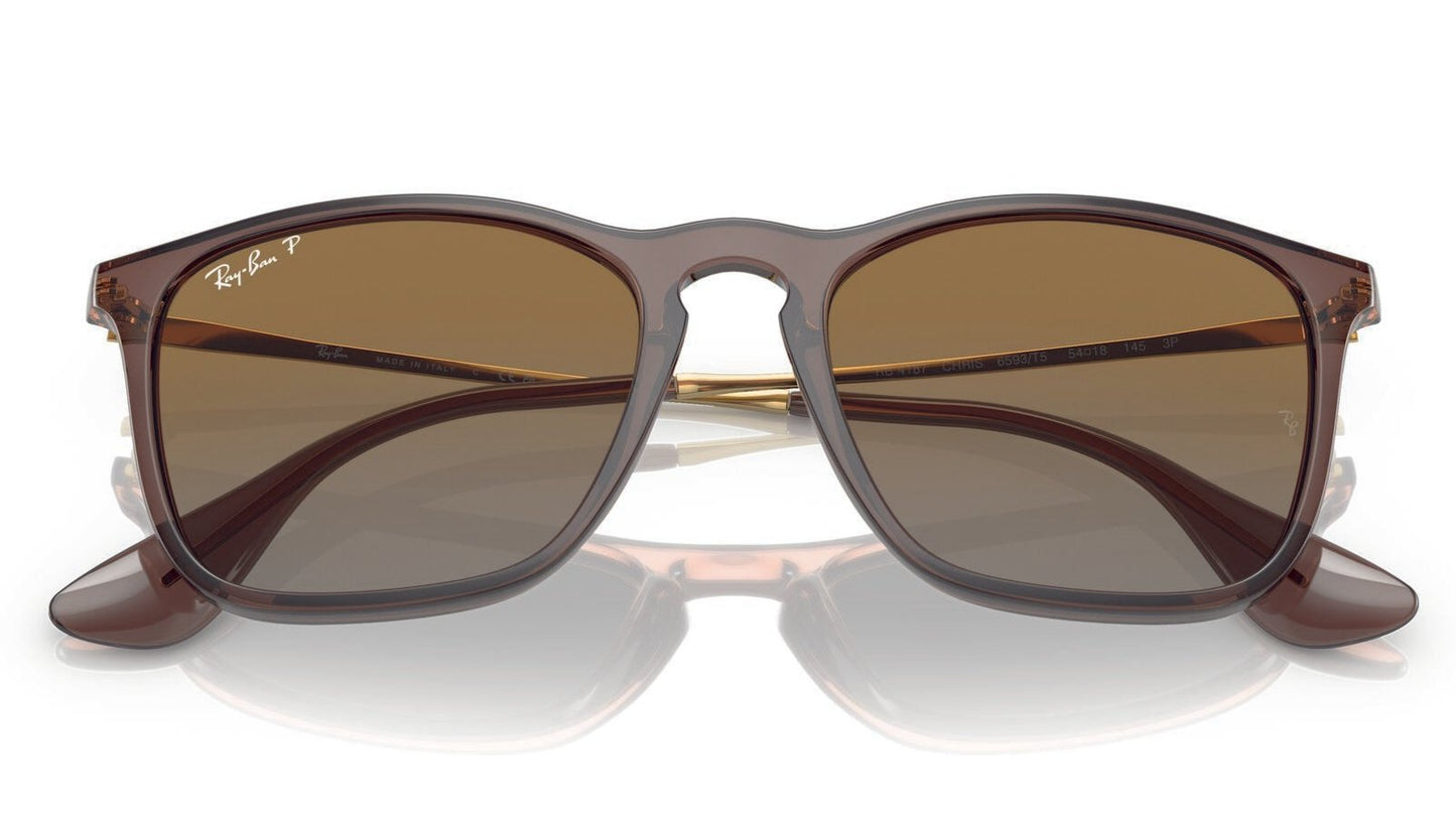 Ray-Ban Chris 4187 Polarised Transparent Brown Brown Gradient (4187 6593T5)