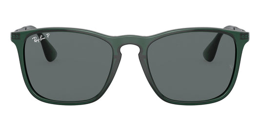 Ray-Ban 4187 Chris Polarised Transparent Green Dark Grey RB4187 666381 (54)