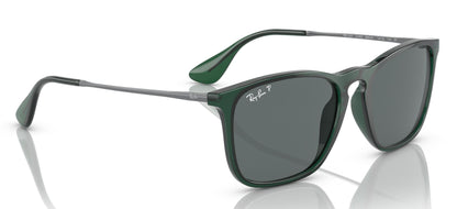 Ray-Ban 4187 Chris Polarised Transparent Green Dark Grey RB4187 666381 (54)