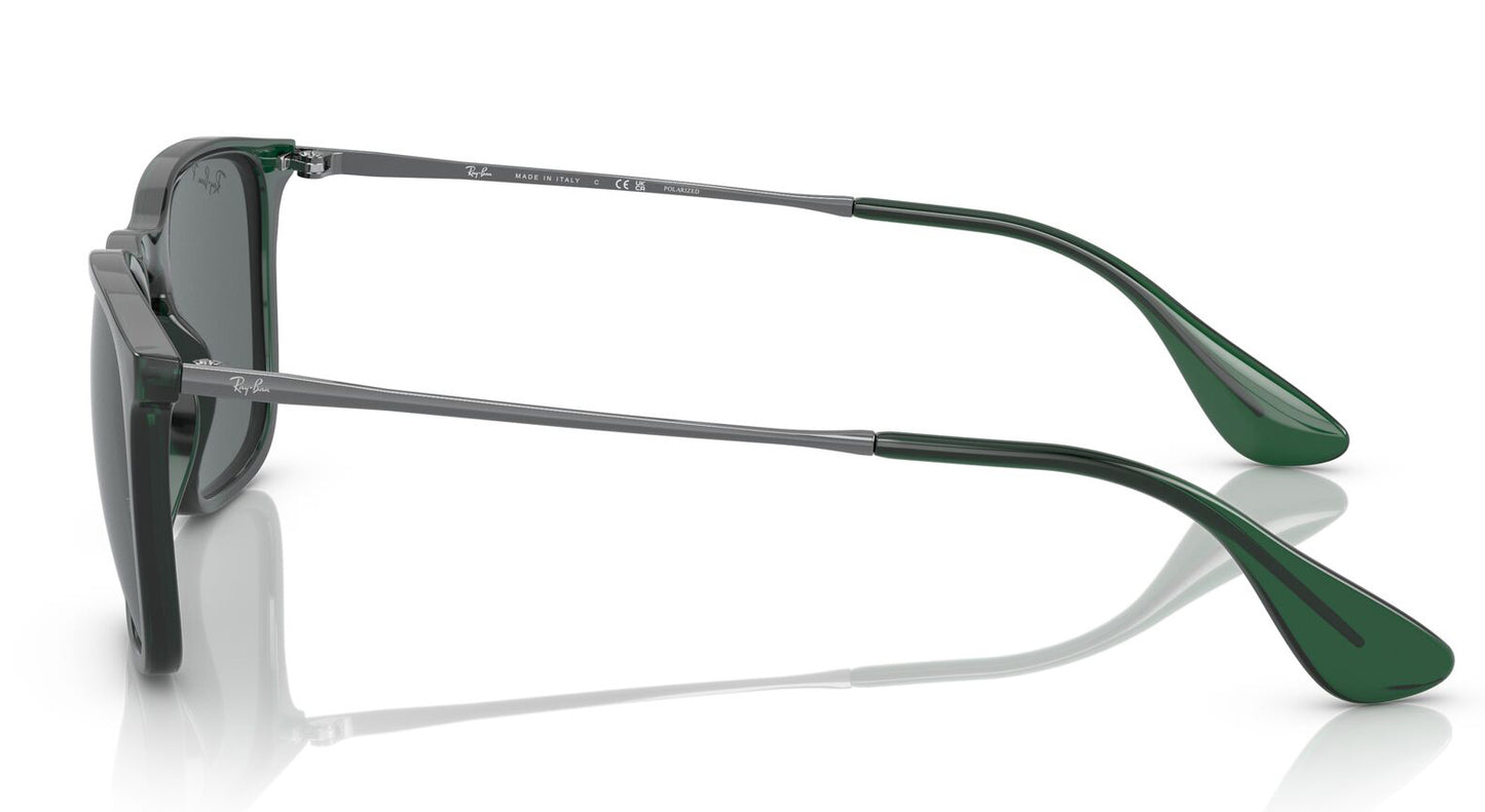 Ray-Ban 4187 Chris Polarised Transparent Green Dark Grey RB4187 666381 (54)