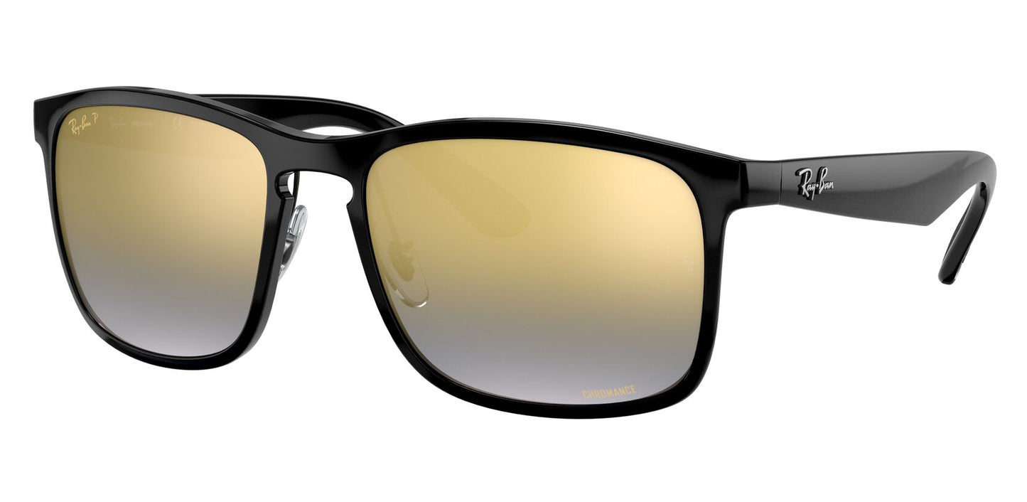 Ray-Ban 4264 Polarised+ Black Blue Gold Gradient Mirror RB4264 601/J0 (58)