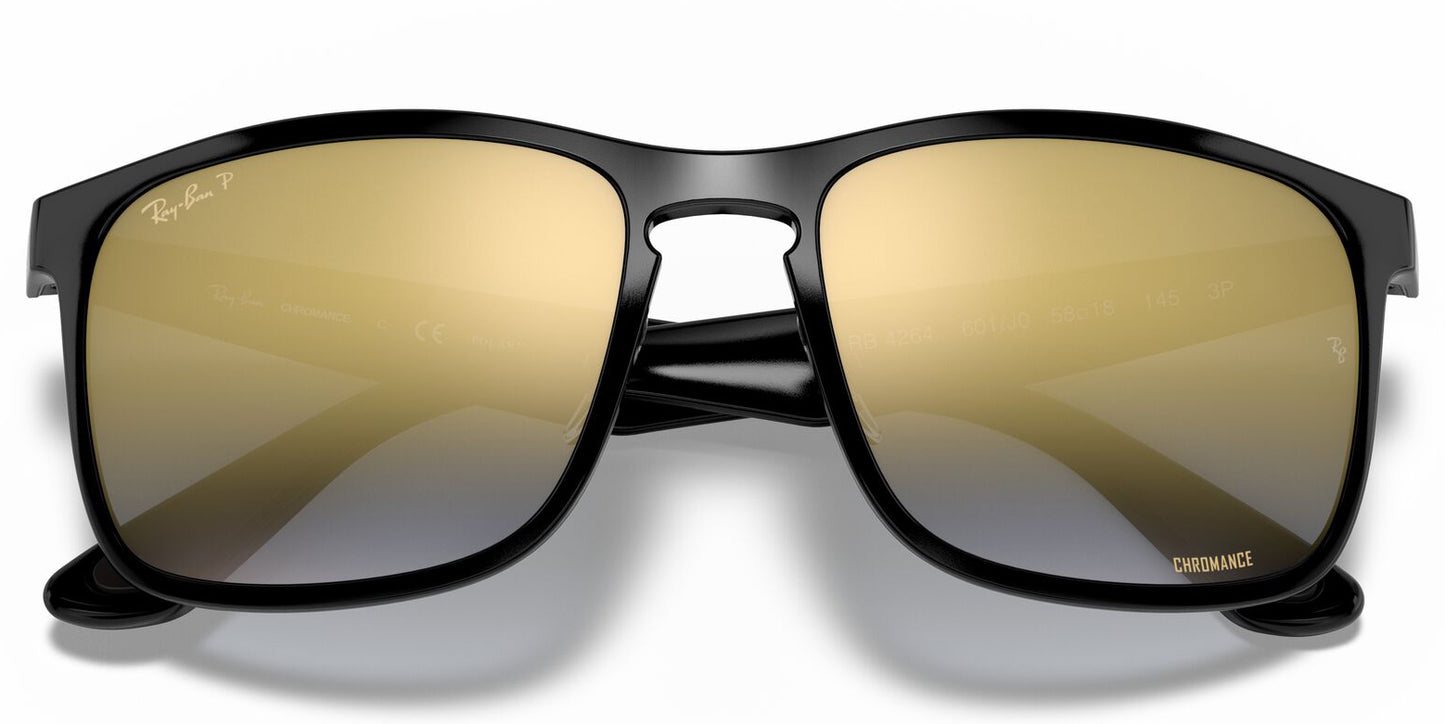 Ray-Ban 4264 Polarised+ Black Blue Gold Gradient Mirror RB4264 601/J0 (58)