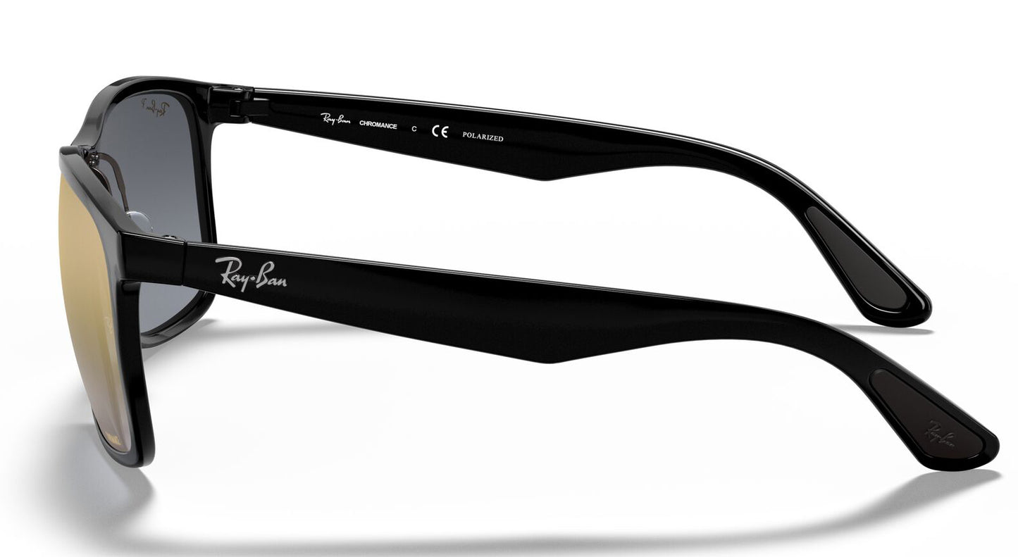 Ray-Ban 4264 Polarised+ Black Blue Gold Gradient Mirror RB4264 601/J0 (58)