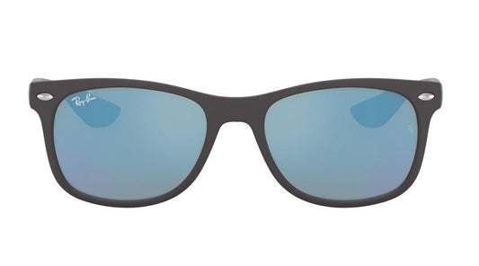 Ray-Ban 9052 Junior New Wayfarer Matte Black Blue Mirror RJ9052 100S55 (48)