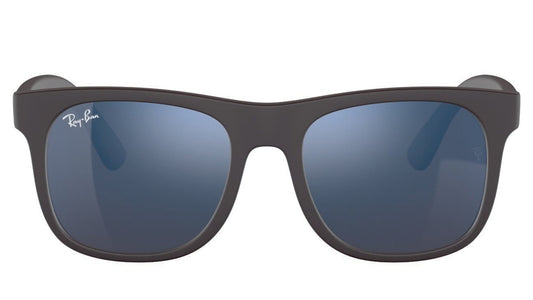 Ray-Ban 9069 Junior Justin Matte Black Rubber Blue Mirror RJ9069 702855 (48)
