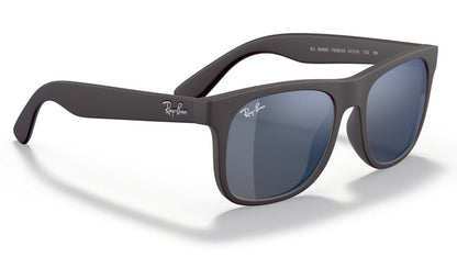 Ray-Ban Junior Justin 9069 Matte Black Rubber Blue Mirror (9069 702855)