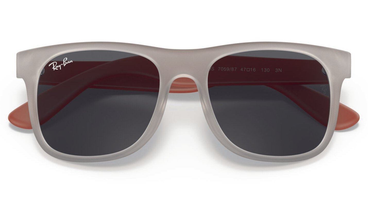 Ray-Ban Junior Justin 9069 Transparent Grey Red Rubber Dark Grey (9069 705987)