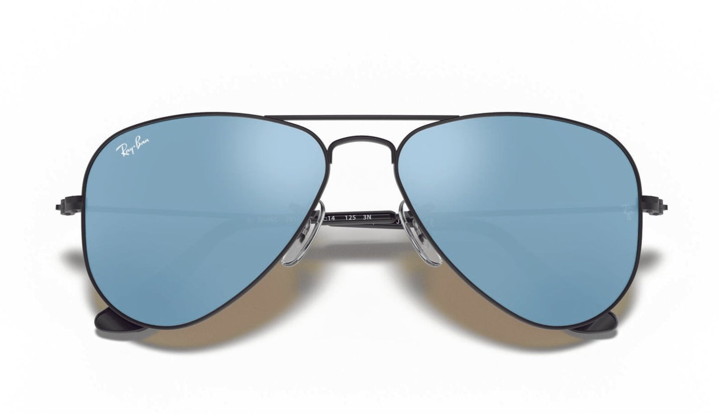 Ray-Ban Junior Aviator 9506 Matte Black Blue Mirror (9506 201/55)