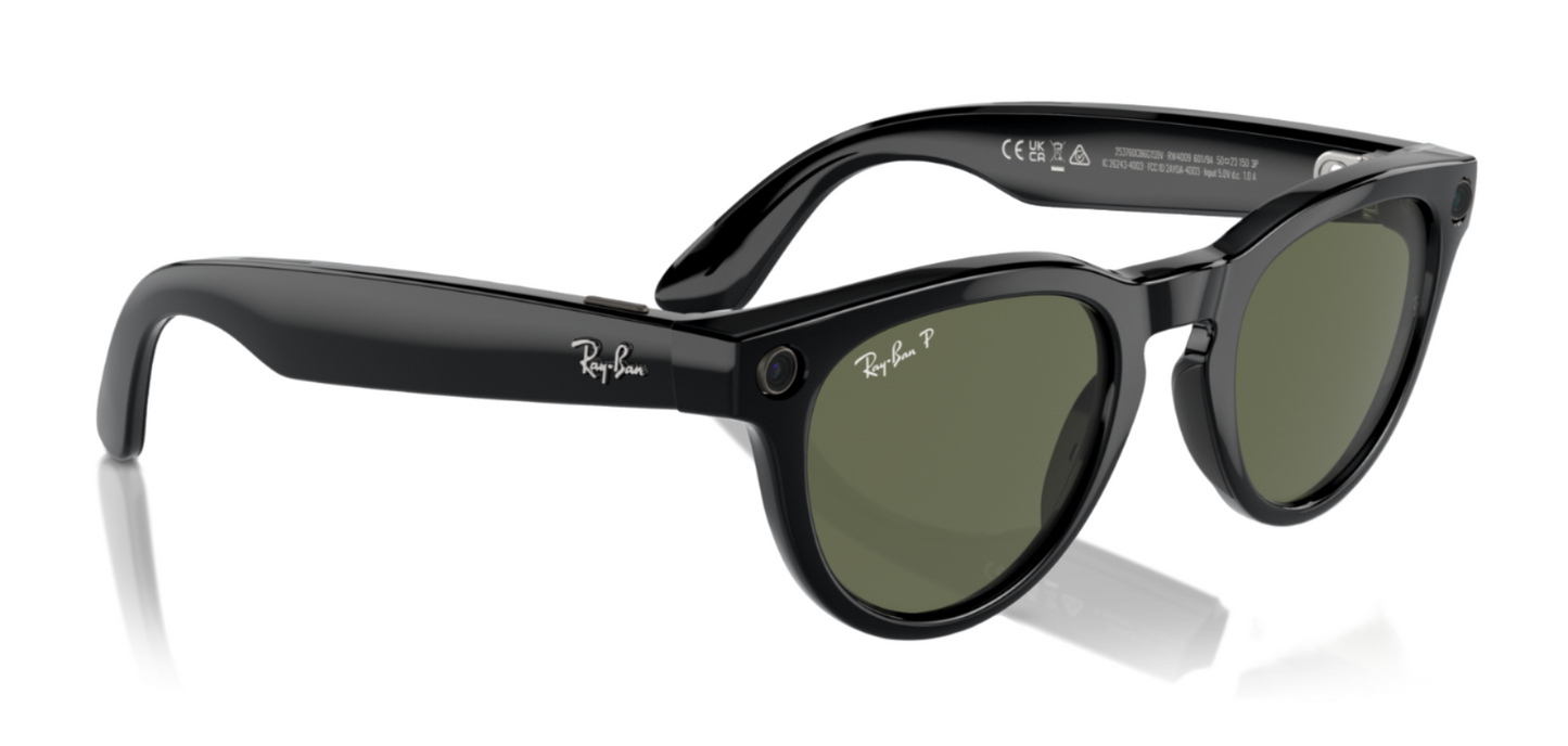 Ray-Ban Meta Headliner Polarised Shiny Black G15 Green (4009 601/9A)