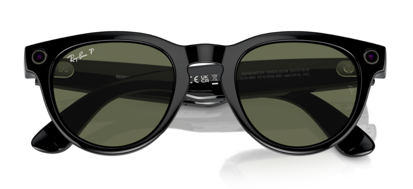 Ray-Ban Meta Headliner Polarised Shiny Black G15 Green (4009 601/9A)