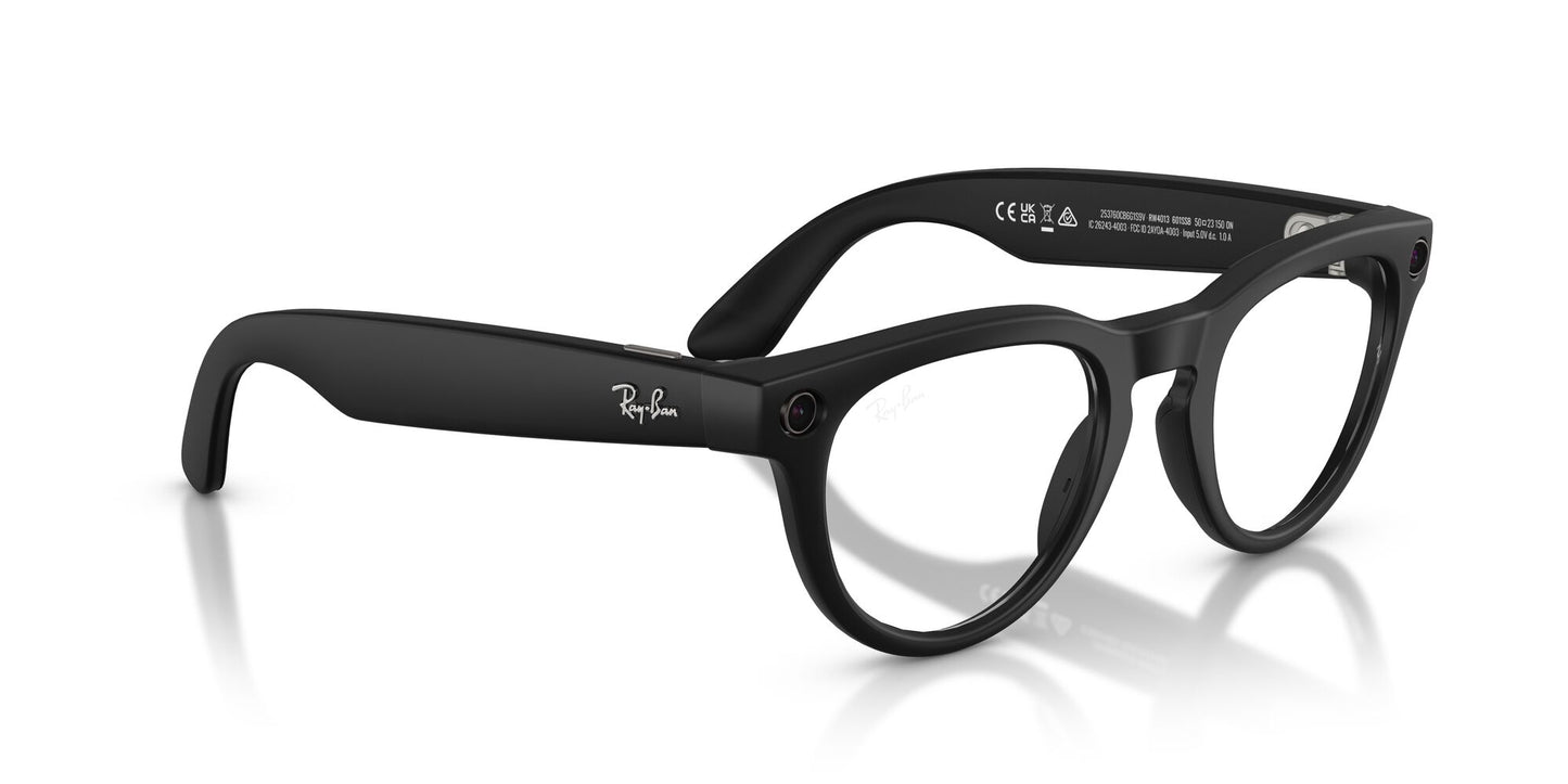 Ray-Ban 4013 Meta (Gen 2) Headliner Matte Black Clear/Blue Light RW4013 601SSB (50)