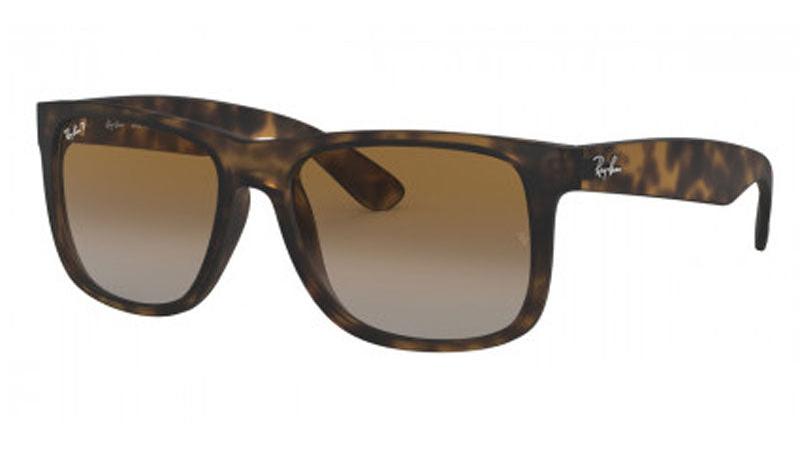 Ray-Ban Justin 4165 Polarised Havana Rubber Brown Gradient (4165 865/T5 ...