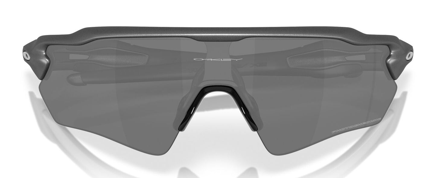 Sunglasses with a black frame and clear lenses on a white background
