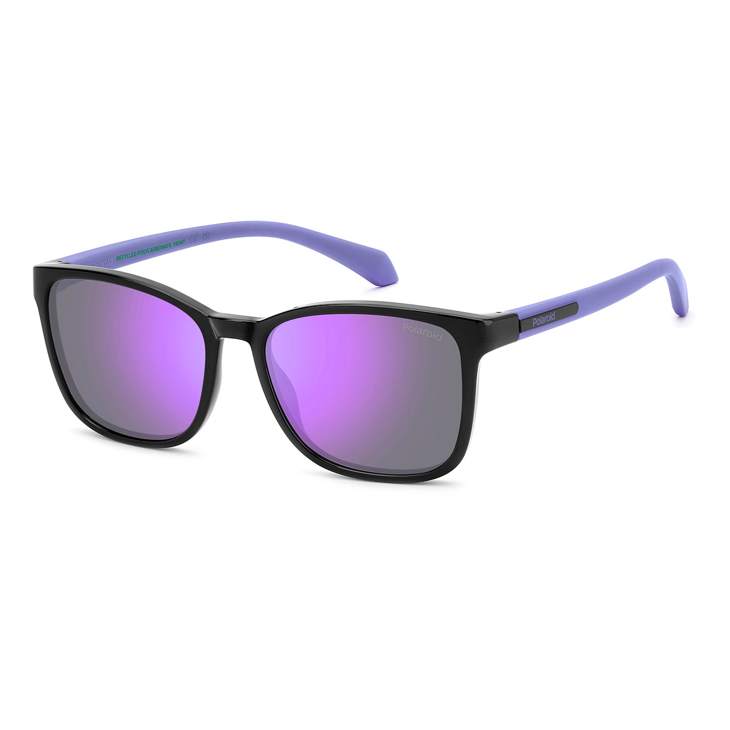 Polaroid Kids 8077/S Polarised Black/Lilac Violet Mirror PLD 8077/S 1X2 MF (49)