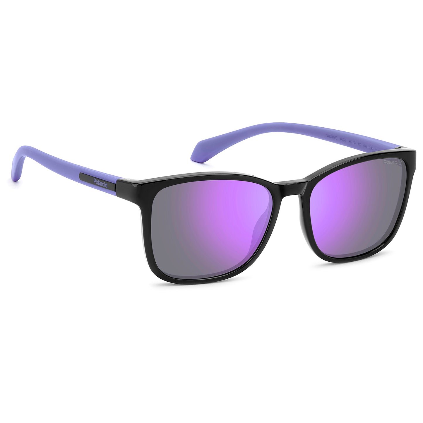 Polaroid Kids 8077/S Polarised Black/Lilac Violet Mirror PLD 8077/S 1X2 MF (49)