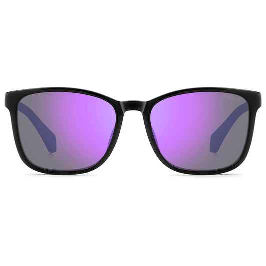 Polaroid Kids 8077/S Polarised Black/Lilac Violet Mirror PLD 8077/S 1X2 MF (49)