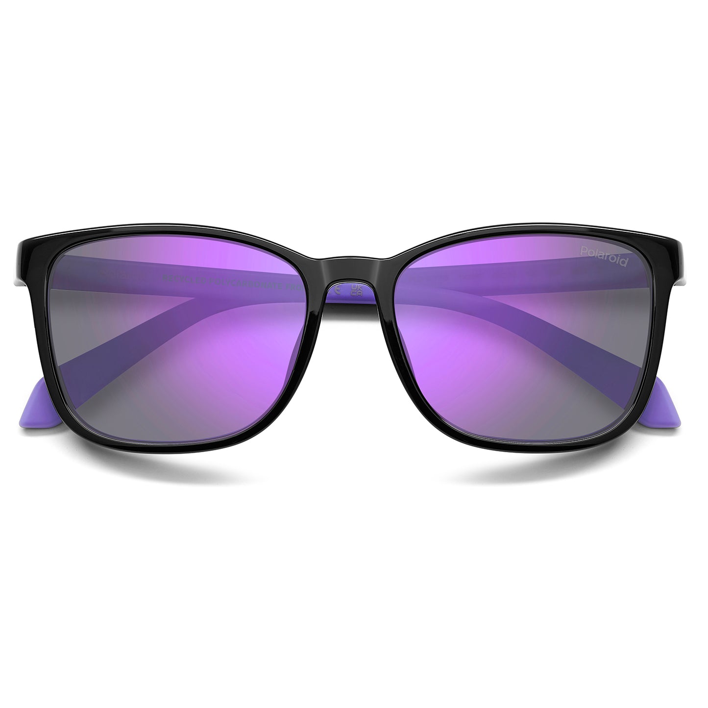 Polaroid Kids 8077/S Polarised Black/Lilac Violet Mirror PLD 8077/S 1X2 MF (49)
