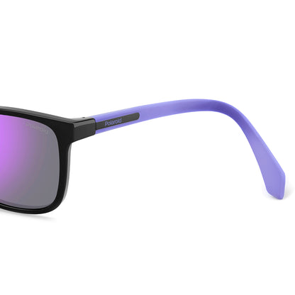 Polaroid Kids 8077/S Polarised Black/Lilac Violet Mirror PLD 8077/S 1X2 MF (49)