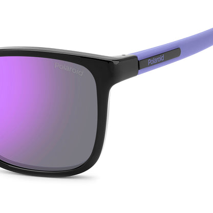 Polaroid Kids 8077/S Polarised Black/Lilac Violet Mirror PLD 8077/S 1X2 MF (49)