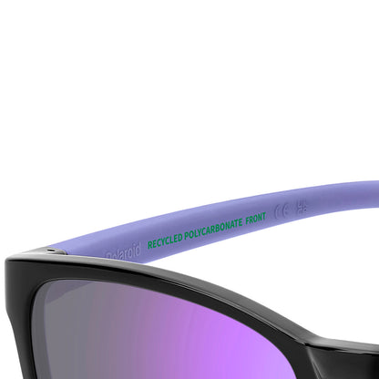 Polaroid Kids 8077/S Polarised Black/Lilac Violet Mirror PLD 8077/S 1X2 MF (49)