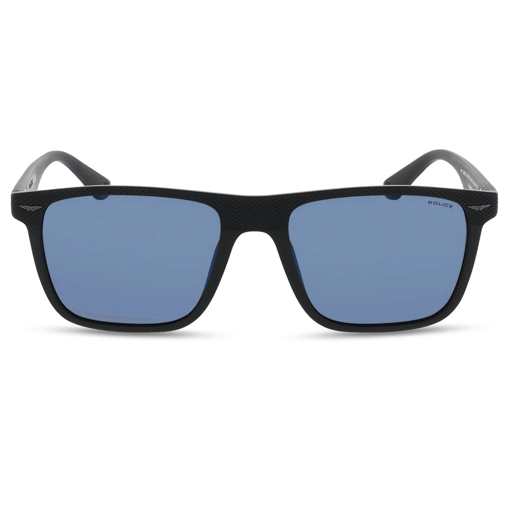 Police Gator 2 Polarised Matte Black Smoke/Blue Mirror SPLE02 U28B (57)