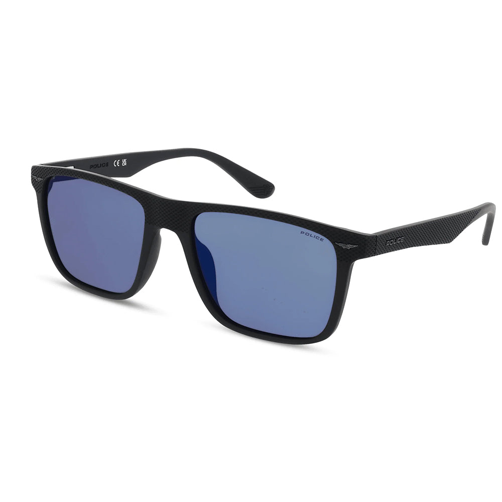 Police Gator 2 Polarised Matte Black Smoke/Blue Mirror SPLE02 U28B (57)
