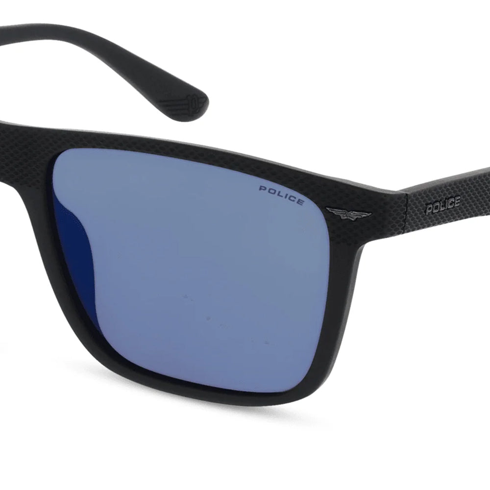 Police Gator 2 Polarised Matte Black Smoke/Blue Mirror SPLE02 U28B (57)