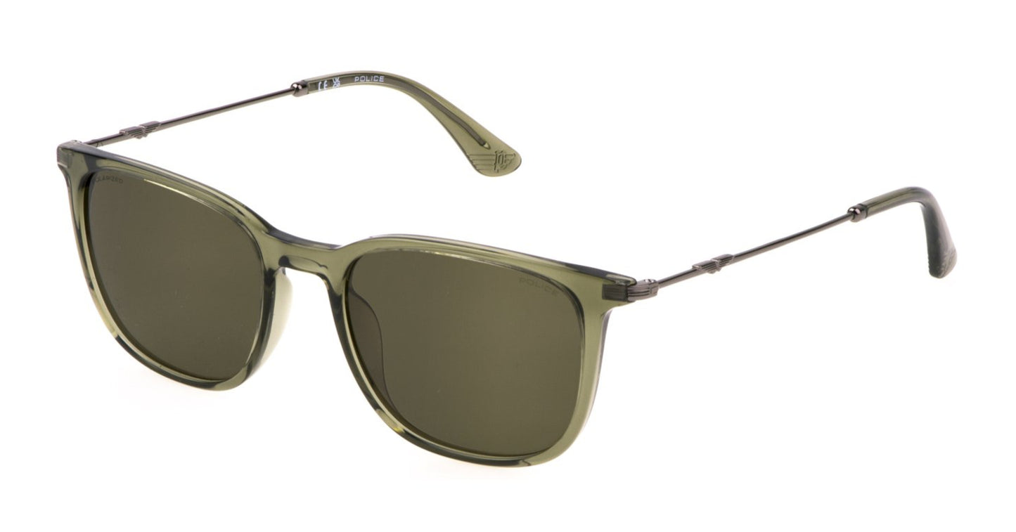Police Origins Lite 17 Shiny Transparent Green Smoke Polarised (L77 G61P)