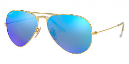 Ray Ban Aviator 3025 Polarised Matte Gold Blue Mirror (3025 112/4L)